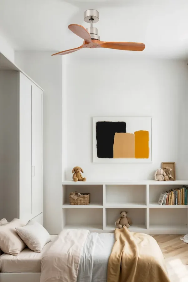 Ventilador Faro Lantau S Niquel satinado Nogal Sin Luz 107 cm