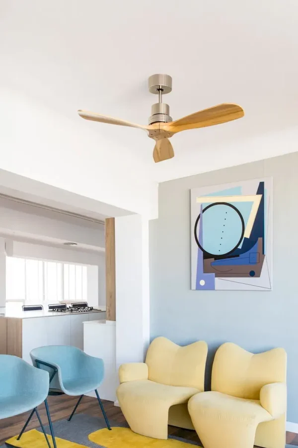 Ventilador de techo Faro Lantau S Niquel satinado Pino Sin Luz 107 cm