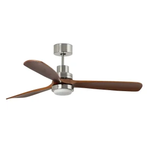 Ventilador Faro Lantau XL Niquel satinado Nogal Luz LED 168 cm