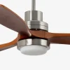 Ventilador Faro Lantau XL Niquel satinado Nogal Luz LED 168 cm