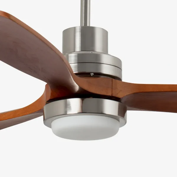 Ventilador Faro Lantau XL Niquel satinado Nogal Luz LED 168 cm