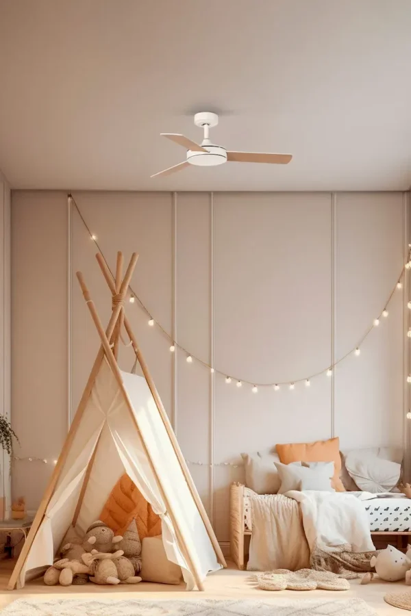 Ventilador Faro Mini Mallorca S Blanco blanco o roble Sin Luz 106 cm
