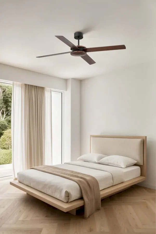 Ventilador Faro Polea L Marron oscuro nogal o marron oscuro Sin Luz 132 cm