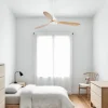 Ventilador de techo Faro Poros L Blanco Pino Luz LED 132 cm