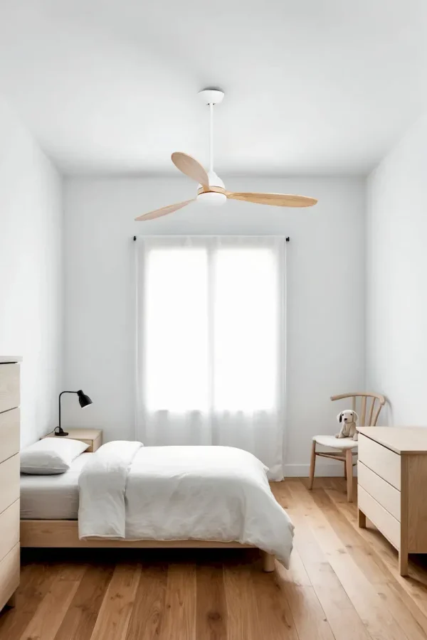Ventilador de techo Faro Poros L Blanco Pino Luz LED 132 cm