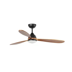 Ventilador de techo Faro Poros L Negro Nogal Luz LED 132 cm