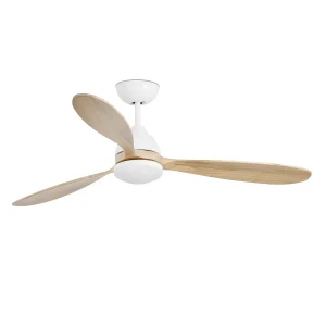 Ventilador de techo Faro Poros L Blanco Pino Luz LED 132 cm