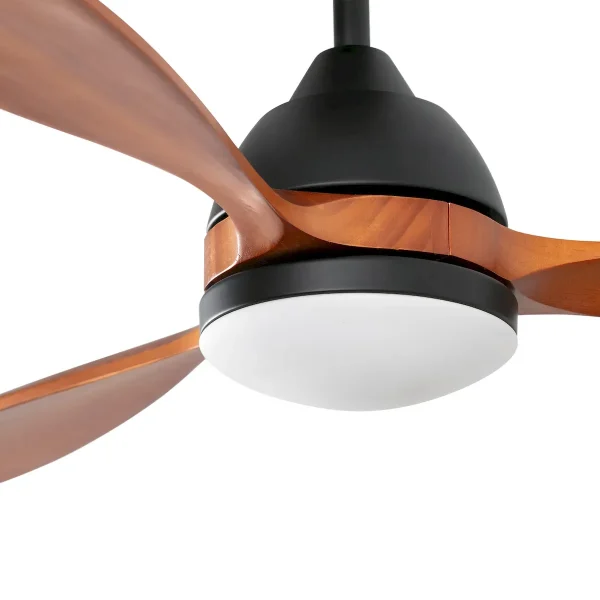Ventilador de techo Faro Poros L Negro Nogal Luz LED 132 cm
