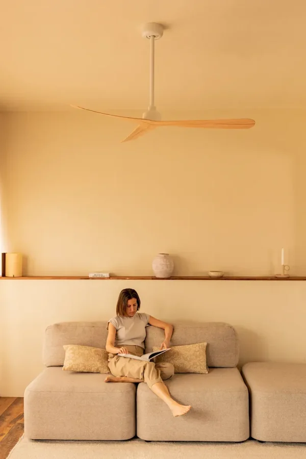 Ventilador de techo Faro Rocker M Blanco Fresno Sin Luz 132 cm