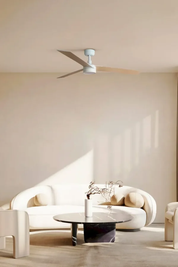 Ventilador Faro Rudder-3 L Blanco blanco o fresno Luz LED 132 cm