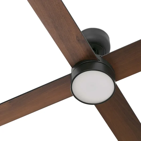 Ventilador Faro Rudder-4 L Negro negro o nogal Luz LED 132 cm