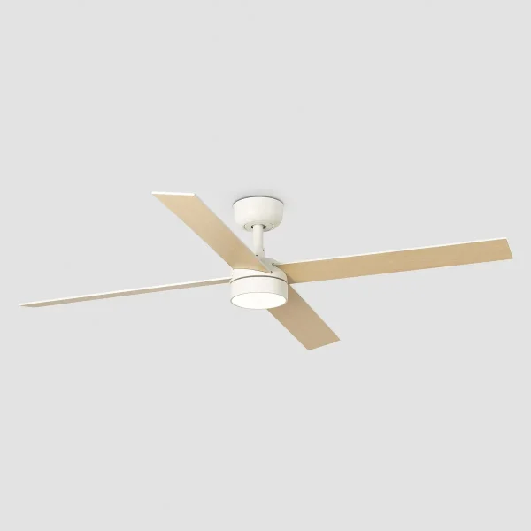 Ventilador Faro Rudder-4 L Blanco blanco o fresno Luz LED 132 cm