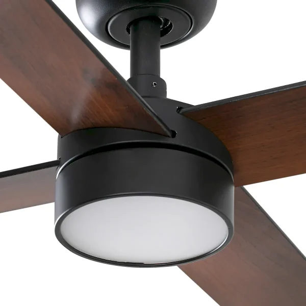 Ventilador Faro Rudder-4 L Negro negro o nogal Luz LED 132 cm