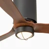 Ventilador de techo Faro Tube M Negro mate Nogal Luz LED 128 cm