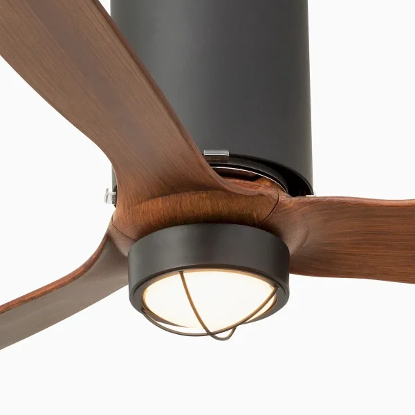Ventilador de techo Faro Tube M Negro mate Nogal Luz LED 128 cm