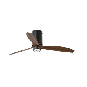 Ventilador de techo Faro Tube M Negro mate Nogal Luz LED 128 cm