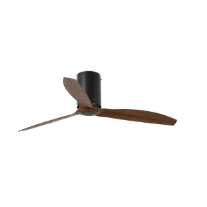 Ventilador de techo Faro Tube M Negro mate Nogal Sin Luz 128 cm