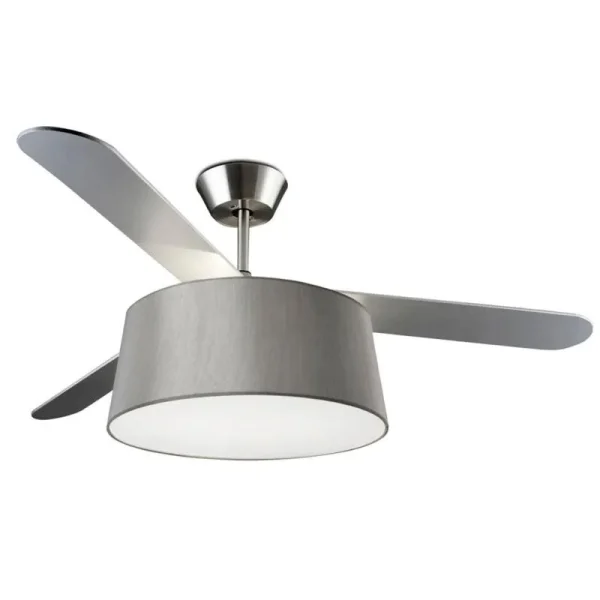 Ventilador Forlight Belmont níquel pantalla textil con luz 132 cm