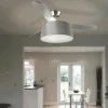 Ventilador Forlight Belmont níquel pantalla textil con luz 132 cm