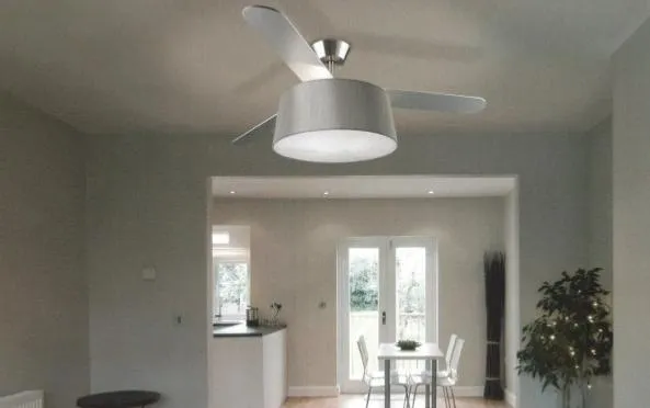 Ventilador Forlight Belmont níquel pantalla textil con luz 132 cm