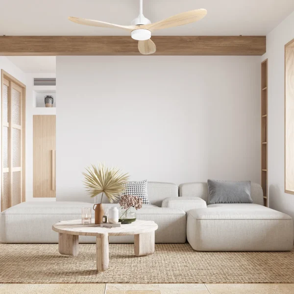Ventilador de techo Forlight Calar L blanco pino LED 132 cm