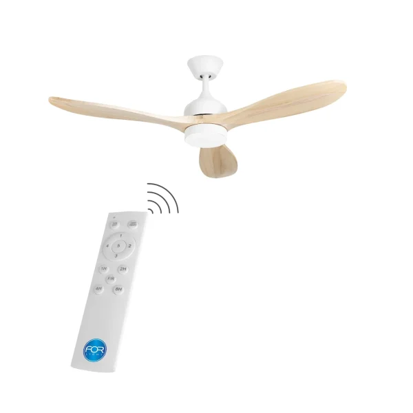 Ventilador de techo Forlight Calar L blanco pino LED 132 cm