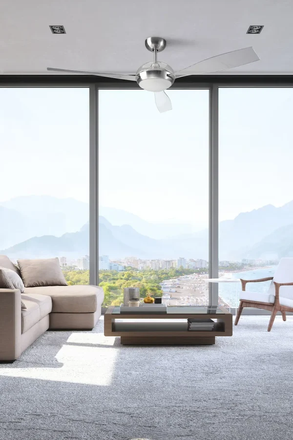 Ventilador Forlight Sirocco níquel transparente LED 132 cm