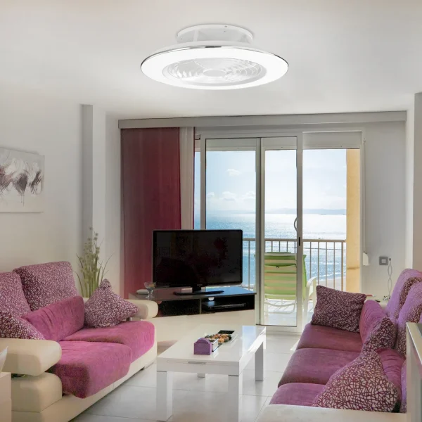 Ventilador Mantra Alisio XL Blanco Transparentes Luz LED 73,5 cm