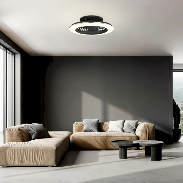 Ventilador Mantra Alisio XL Negro Transparentes Luz LED 73,5 cm