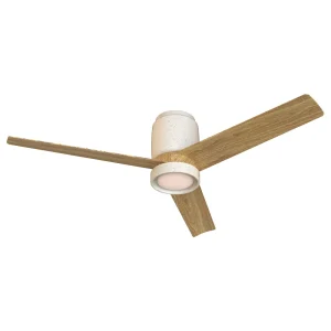 Ventilador Mantra Ceramica Blanco Madera clara Luz LED 122 cm