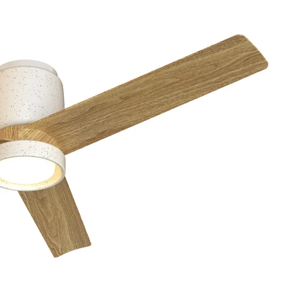 Ventilador Mantra Ceramica Blanco Madera clara Luz LED 122 cm