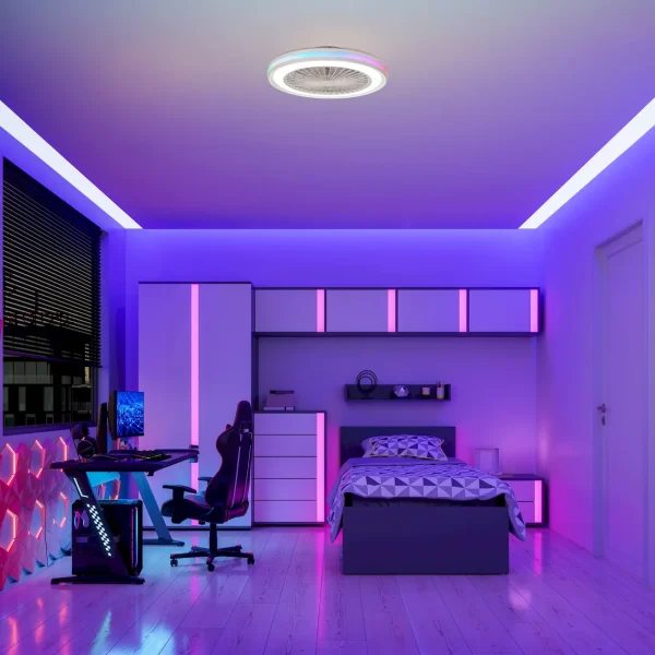 Ventilador Mantra Gamer BIG Blanco Transparentes Luz LED 55,6 cm