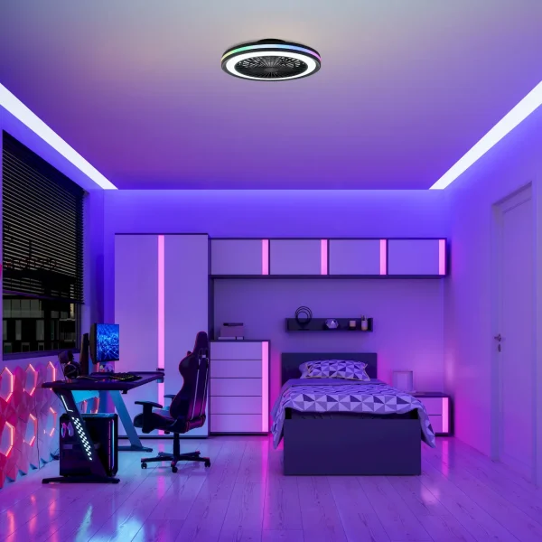 Ventilador Mantra Gamer BIG Negro Transparentes Luz LED 55,6 cm