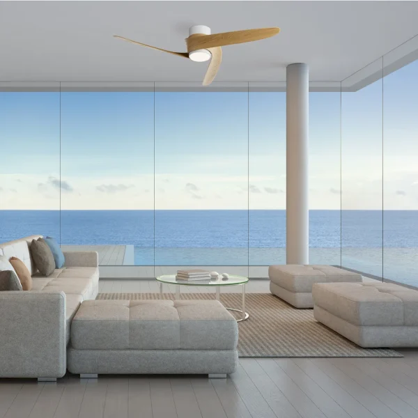Ventilador Mantra Groenland S Blanco Madera clara Luz LED 102 cm
