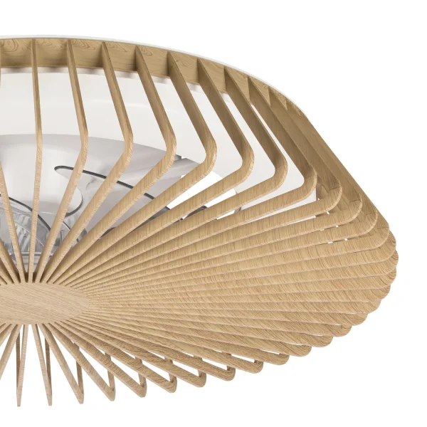 Ventilador Mantra Himalaya Blanco y madera Transparentes Luz LED 63 cm