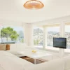 Ventilador Mantra Himalaya Blanco y madera Transparentes Luz LED 63 cm
