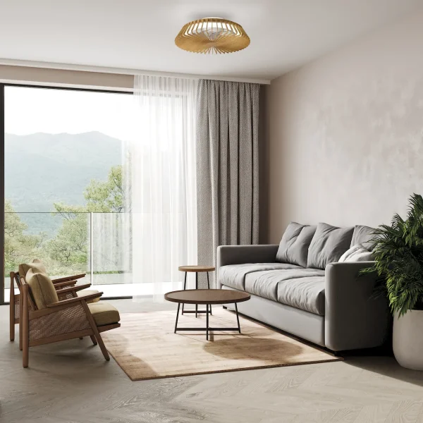 Ventilador Mantra Himalaya MINI Blanco y madera Transparentes Luz LED 53 cm