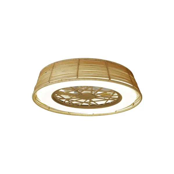 Ventilador Mantra Indonesia MINI Blanco y ratan Transparentes Luz LED 56 cm