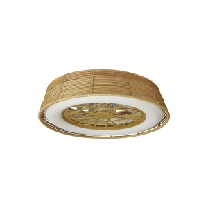 Ventilador Mantra Indonesia MINI Blanco y ratan Transparentes Luz LED 56 cm