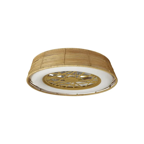 Ventilador Mantra Indonesia MINI Blanco y ratan Transparentes Luz LED 56 cm