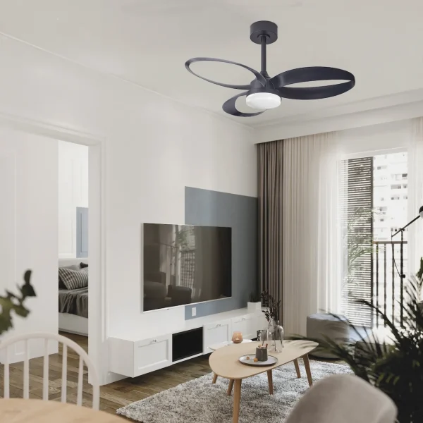 Ventilador de techo Mantra Infinity Fan Negro Negro Luz LED 92,5 cm