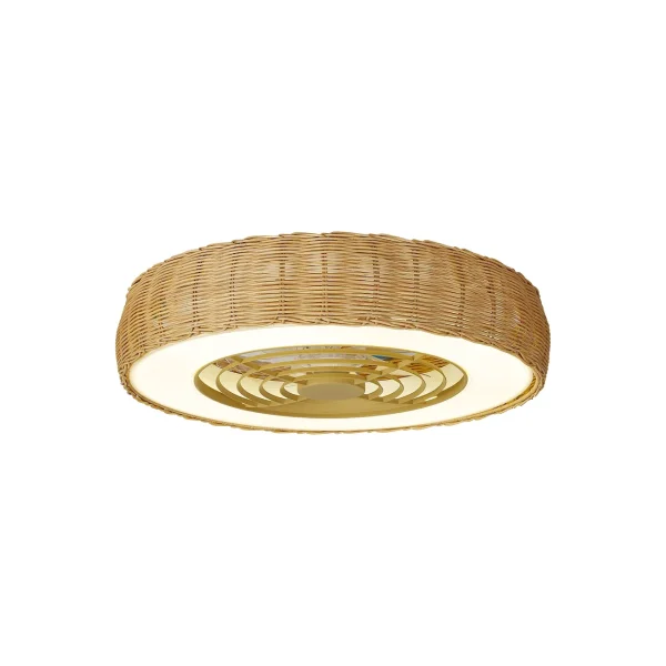 Ventilador Mantra Kilimanjaro Blanco y ratan Transparentes Luz LED 65 cm