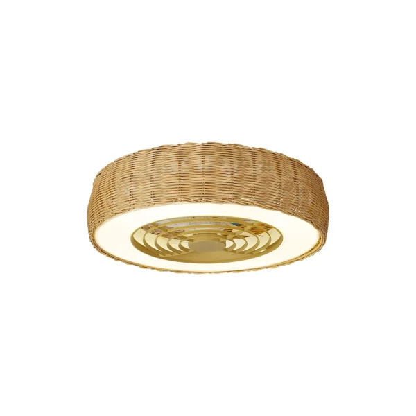 Ventilador Mantra Kilimanjaro MINI Blanco y ratan Transparentes Luz LED 58,5 cm