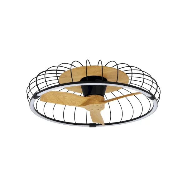 Ventilador de techo Mantra Nature Negro Madera clara Luz LED 79 cm