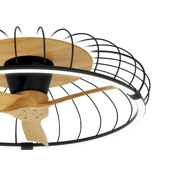 Ventilador de techo Mantra Nature Negro Madera clara Luz LED 79 cm