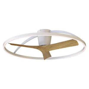 Ventilador Mantra Nepal II Blanco Madera clara Luz LED 100 cm