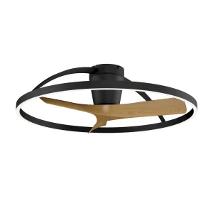 Ventilador Mantra Nepal II MINI Negro Madera clara Luz LED 75 cm