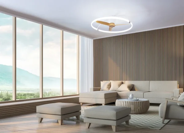 Ventilador de techo Mantra Nepal Blanco Madera clara Luz LED 105 cm