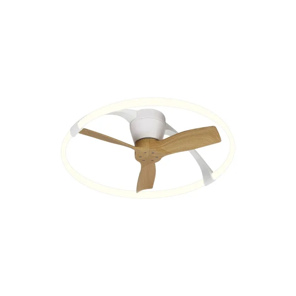Ventilador Mantra Nepal MINI Blanco Madera clara Luz LED 74,1 cm