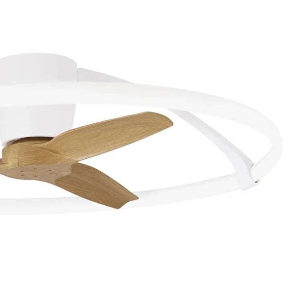 Ventilador Mantra Nepal MINI Blanco Madera clara Luz LED 74,1 cm